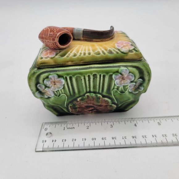 Antique Majolica Pipe Box Humidor - Picture 7 of 7